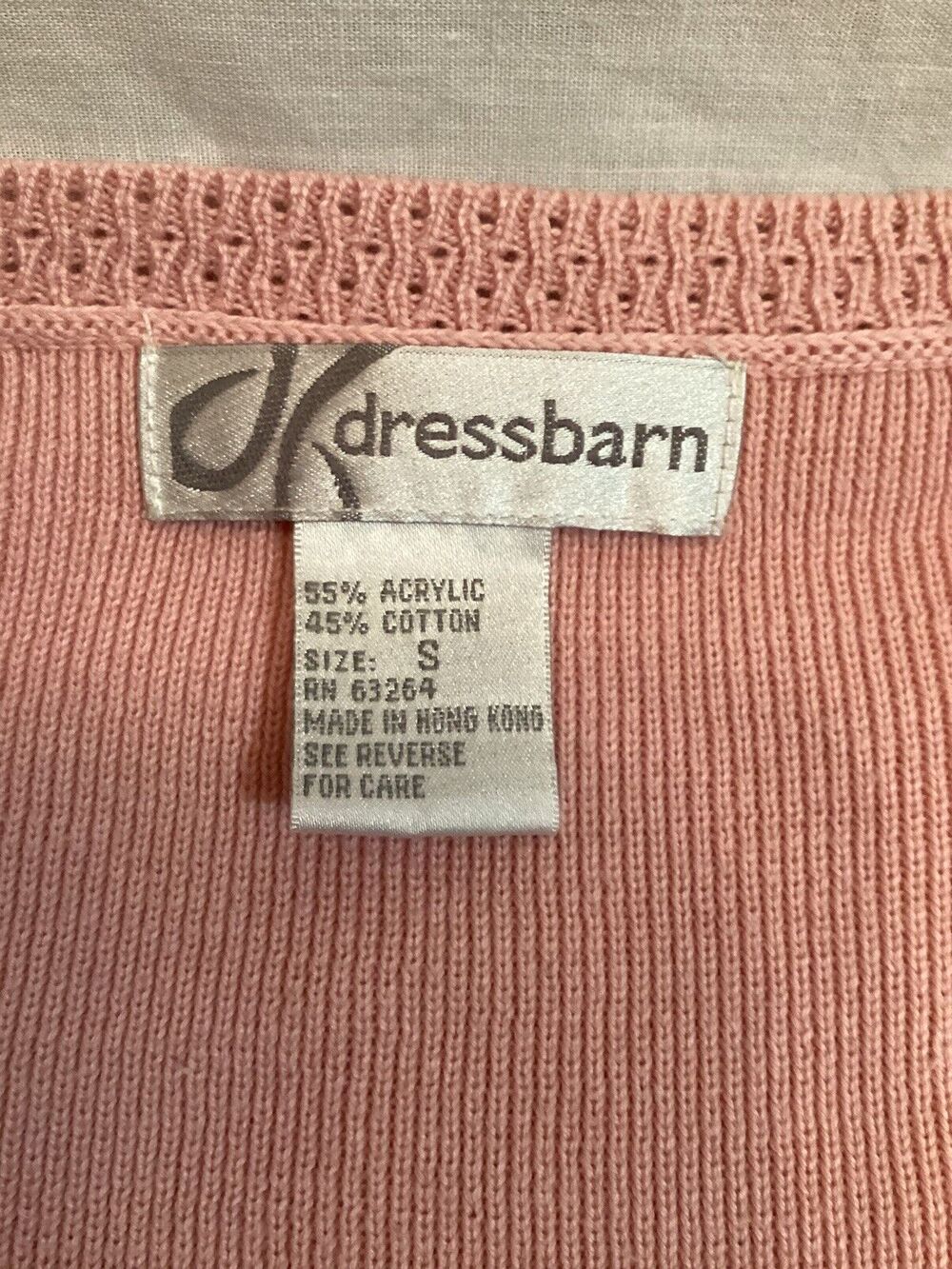 DRESSBARN True Pink Cotten Blend Delicate Pull Over Sweater 3/4 Sleeve Sz Small - Picture 5 of 11